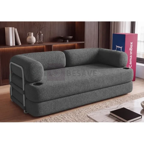 Sofá Cama Orbe. 1,90m Xpand Tech Tecido Boucle Cama Inbox