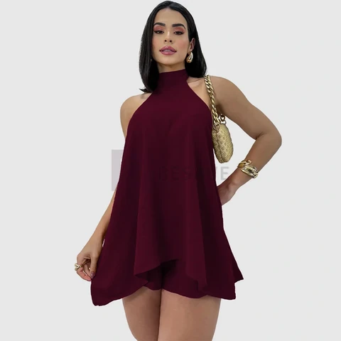 Conjunto Feminino Vestido Soltinho Frente Unica Short Verão