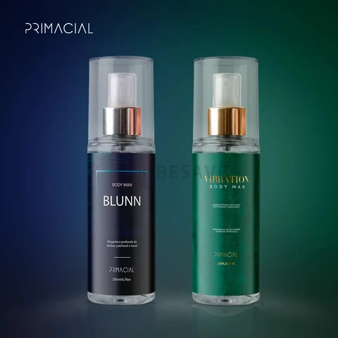 Kit Body Splash Masculino Vibration E Blunn 200ml - Primacial Perfume Bergamota Limão