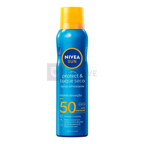 NIVEA SUN Protetor Solar Spray Protect & Toque Seco FPS 50 200ml, Alta Proteção UVA/UVB, Efeito Invisível, Rápida Absorção, Ação Refrescante