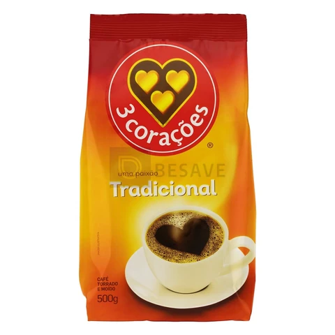 3 Corações Café Torrado E Moído Tradicional Pacote 500G