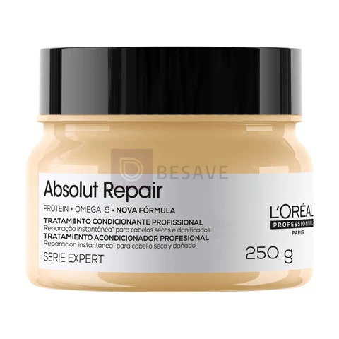L'Oréal Professionnel Máscara Capilar Absolut Repair, Tratamento Capilar Proteico Para Nutrição Profunda, Hidrata, Repara Danos e Acrescenta Brilho, Para Cabelos Secos e Danificados