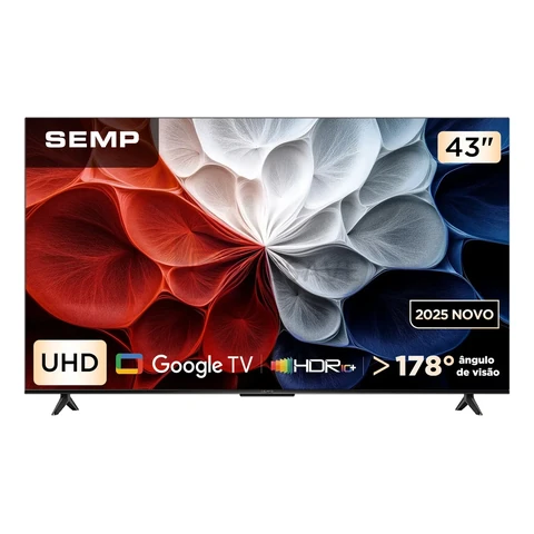 Smart Tv Semp 43 Polegadas Led Hva 4k S62 Wifi Bluetooth Google Tv 3 Hdmi Hdr10+ Dolby Audio 43s62