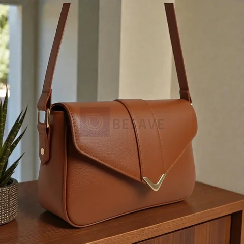 Bolsa Feminina Baguete De Ombro Com Detalhes Em Dourado