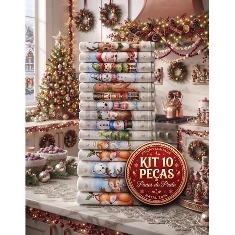 Kit 10 Pano De Prato Estampado 100% Algodão