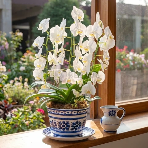 Vaso E Prato Em Porcelana Azul Colonial 15 Cm (com Furo)