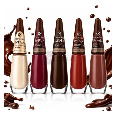 Kit 5 Cacau Show Impala Esmalte Cremoso Unhas