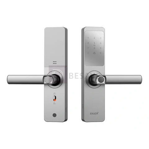 Fechadura Digital Inteligente Biometria Lyra Wifi Ekaza Alumínio Prateado