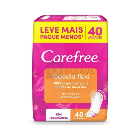 Protetor Diário Carefree Todo Dia Flexi, Sem Fragrância, 40 Unidades