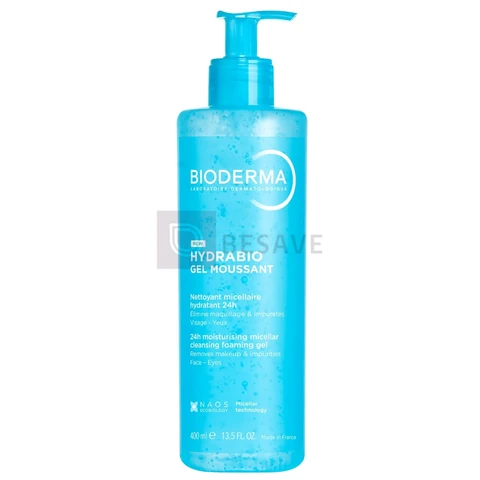 BIODERMA Hydrabio Gel Moussant Gel de Limpeza Hidratante 400ml com Ácido Hialurônico para Peles Desidratadas