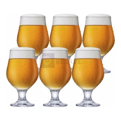 Jogo 6 Taças Cerveja Vidro Cristalino 400ml M&K Home - Bares e Restaurantes