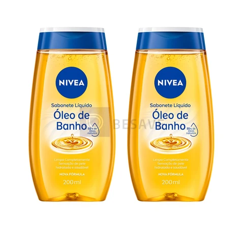 NIVEA KIT Sabonete Líquido Óleo de Banho 200ml - 2 Unidades