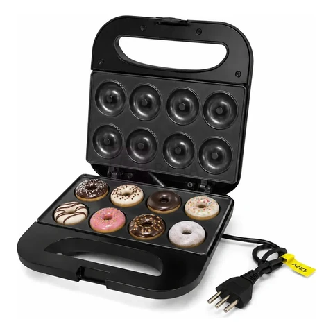 Maquina De Mini Donuts 110v 750w Antiaderente 8 Cavidades Preto