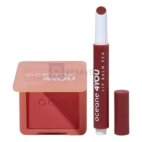Kit Blush Cremoso Rosa + Hidratante Labial Cereja 4you