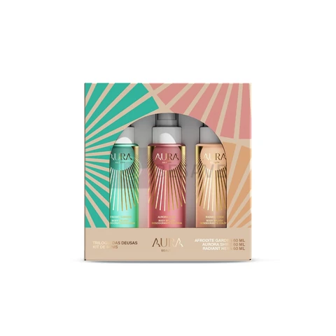 Kit Body Splash Trilogia das Deusas Aura Beauty, Floral, 3 x 60ml
