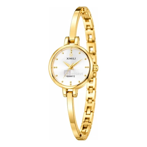 Relógio Feminino Bracelete Dourado Quartz Elegante