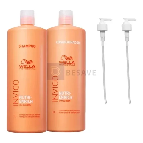 Kit Wella Invigo Nutri Enrich Shampoo 1000ml + Cond 1000ml