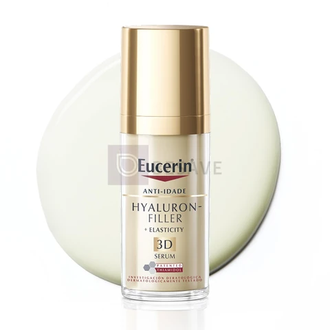 EUCERIN 3D Sérum Facial Anti-idade Firmador 30ml, Elasticity, Pele Madura, Hyaluron-Filler, Ácido Hialurônico, Antirrugas