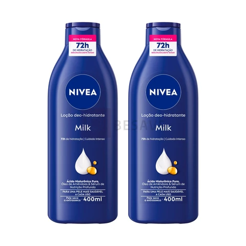NIVEA Kit Loção Hidratante Milk Pele Seca a Extrasseca 400ml (2 unidades)