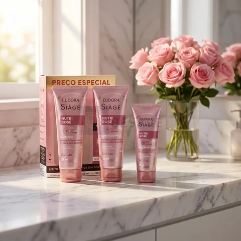 Kit Nutri Rose Shampoo 250ml + Cond 125ml + Leave-in 30ml