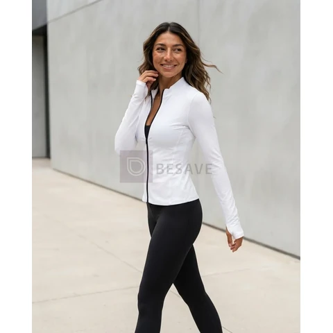 Jaqueta Feminina Academia Fitness Zíper Corrida Liso Dry Fit