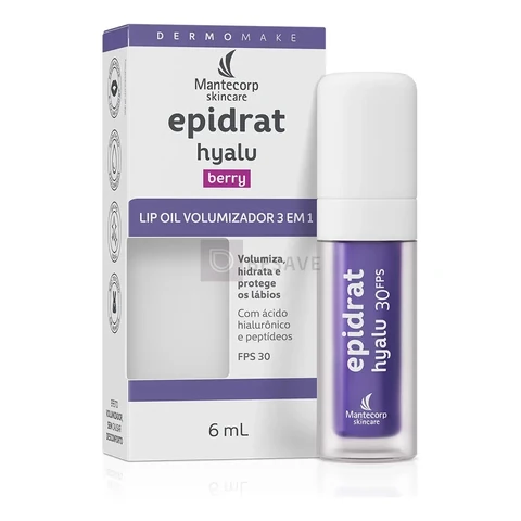 Lip Oil Labial Mantecorp Epidrat Hyalu Berry Volumizador com Ácido Hialurônico e FPS 30 16g