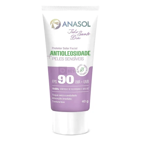 Anasol Protetor Solar Facial Antioleosidade Sensitive Todo Santo Dia FPS90 40g