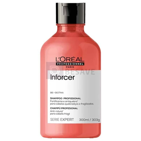 L'Oréal Professionnel Inforcer Shampoo Fortificante Antiqueda por Quebra, Crescimento Saudável Para Cabelos Frágeis e Quebradiços Com Biotina e Vitamina B6, 300ml