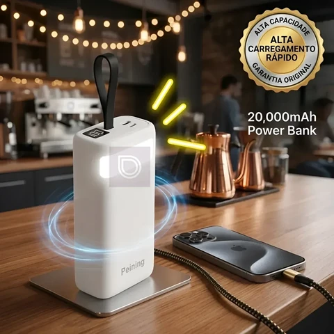 Carregador Portátil Power Bank 20.000 Mah Turbo Com Cabos