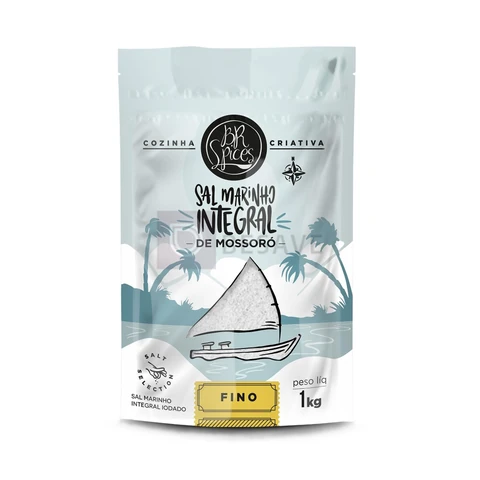 Sal Marinho Integral Fino BR Spices, 1kg