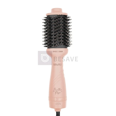Escova Secadora Multi Care Brilho Rosé 1300W 3 Temperaturas Nanoceramic Glass Oval 2 em 1 Bivolt - EB200