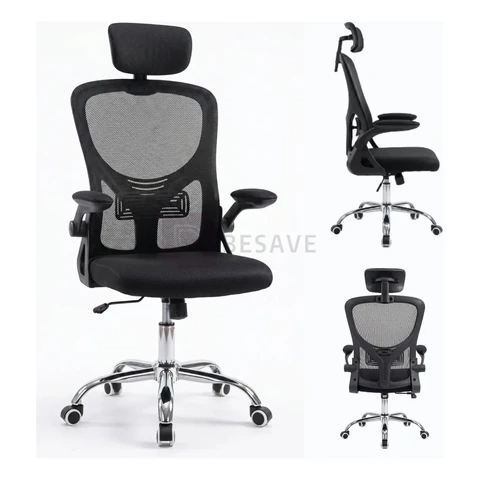 Cadeira Ergonômica Escritório Mesh Giratória Reclinável Eagl Preto Mesh