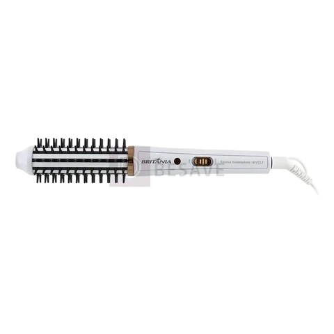 Escova Modeladora Britânia 2 em 1 Branca Antiaderente 60W BEC04 Bivolt