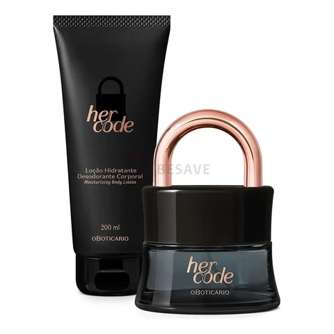 Her Code Eau De Parfum 50ml + Loção Corporal 200ml Vegano Cruelty-Free