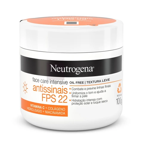 Creme Facial Antissinais Neutrogena Face Care Intensive, FPS 22, 100g