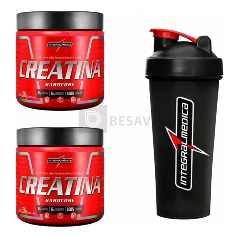 Kit 2 Creatina Integralmedica 300g + Coqueteleira 600ml