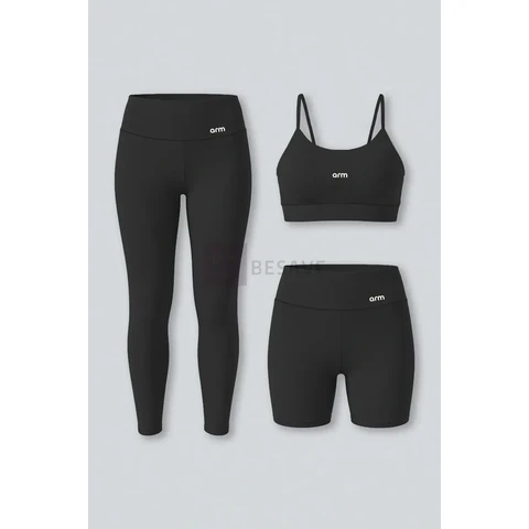 Conjunto Academia Kit Top Legging Short Feminino 3 Peças