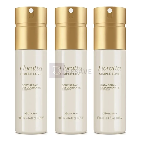 Combo Body Spray Floratta Simple Love 100ml Kit com 3 Unidades