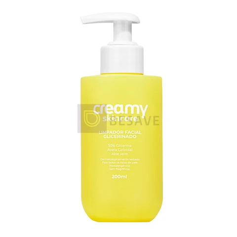 Creamy Skincare Limpador Facial Glicerinado 200ml | Limpeza Profunda, 50% Glicerina, Hidratação Intensa, Acalma a Pele | Peles Secas e Sensíveis, Dia e Noite