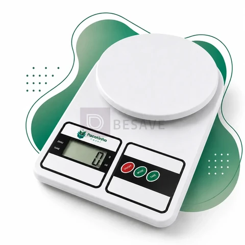 Balança Digital Precisão 10kg Cozinha Fitness Dieta Confeitaria Profissional Branca Pacotinho Decor