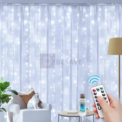 3*3m Cortina De Luz 300 Pisca Pisca Led Decoração De Natal