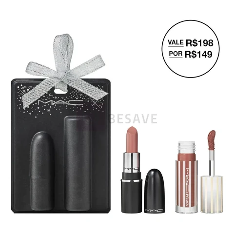 Kit Batom + Gloss Mini Mac Nudes Holiday