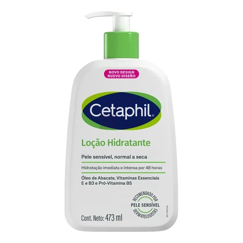 Cetaphil Loção Hidratante Corporal e Facial para Pele Sensível, Normal a Seca 473ml - Hidratação 48h