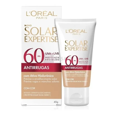 Protetor Solar Facial L'Oréal Paris Solar Expertise Antirrugas Fps 60 Com Cor Tom Claro 40g