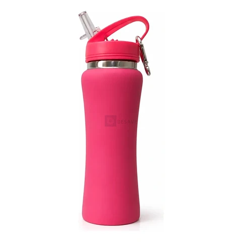 Garrafa Térmica Emborrachada 600 Ml Canudo Premium