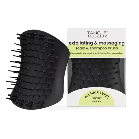 Tangle Teezer - Escova de esfoliação e limpeza do couro cabeludo Scalp Brush Exfoliator. Cor: Preta