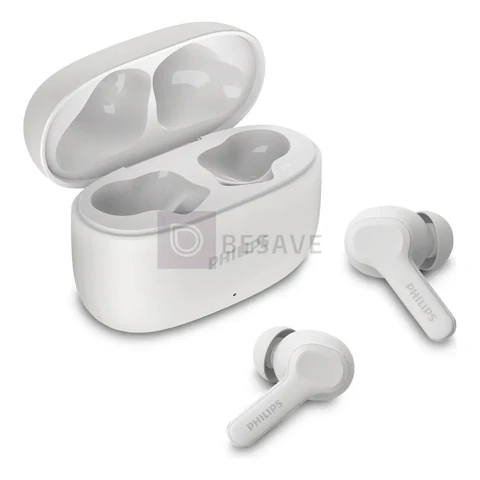 Fone de ouvido sem fio TWS Philips TAT1109WT/00 na cor branca, com bluetooth, microfone, tecnologia IPX4