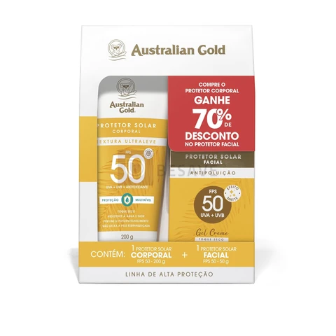 Australian Gold Promopack Protetor Solar Gel Creme Corporal/Facial FPS 50 200 G/ 50 G