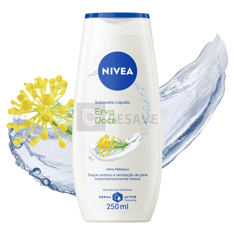 NIVEA Sabonete Líquido Erva Doce 250ml, Limpeza Corporal, Pele Macia, Vitaminas, Equilíbrio com o pH, Fragrância Refrescante