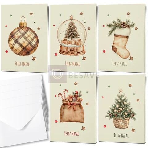 Fábrica de Pôster Cartão de Natal 5un com envelopes 10x15cm kit Natal Cobre
